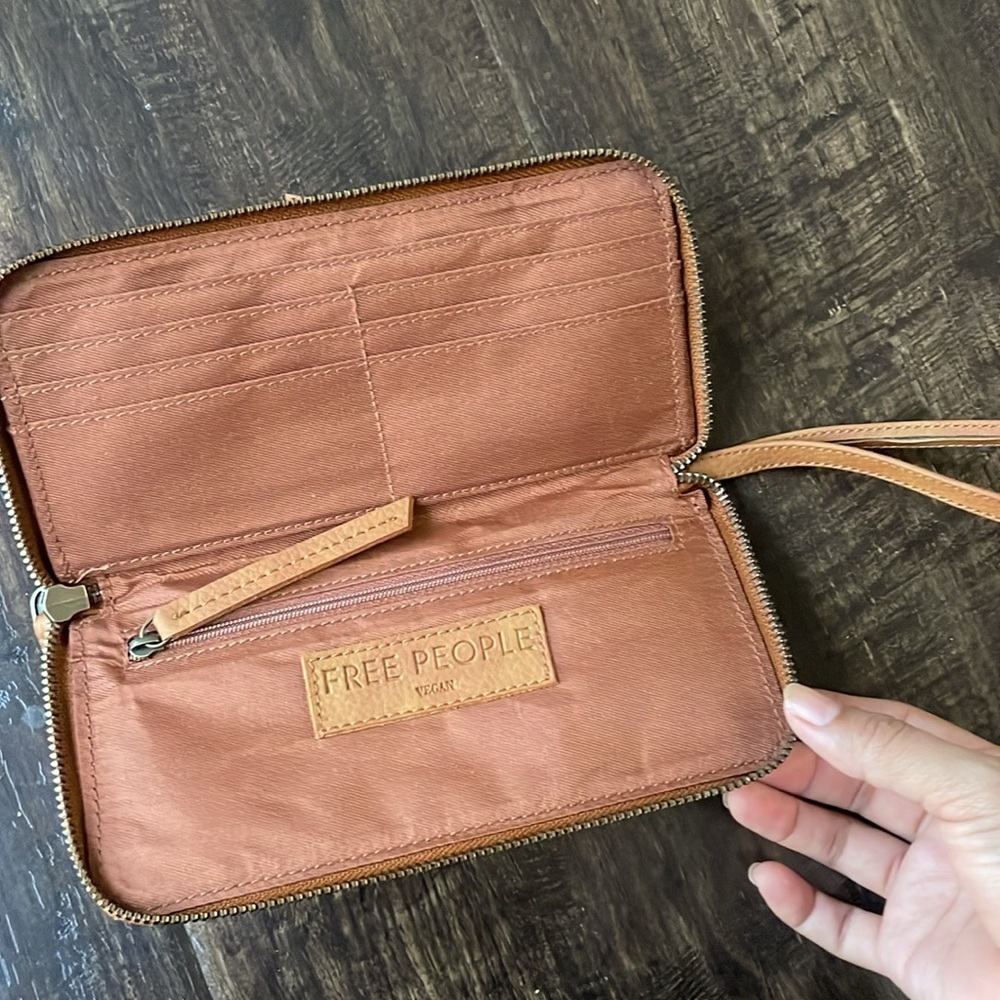 Free people wristlet wallet brown leather vegan